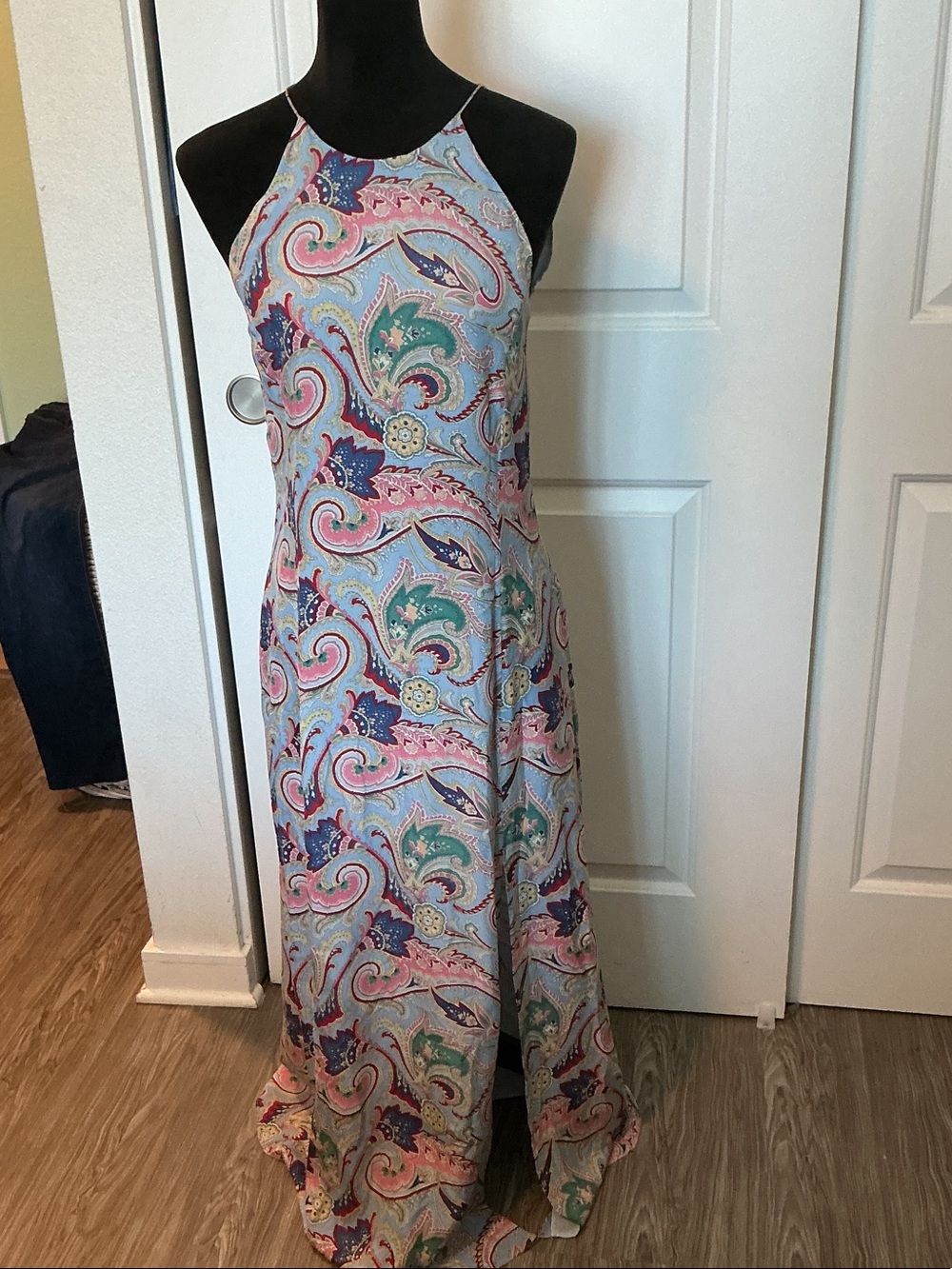 Vintage Ralph Laurenblack labelY2K Pastel Paisley Halter Maxi Dress  10